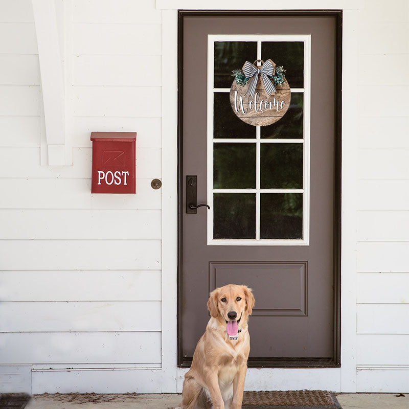 Welcome Sign For Porch Round Wreath Wood Door Hanger