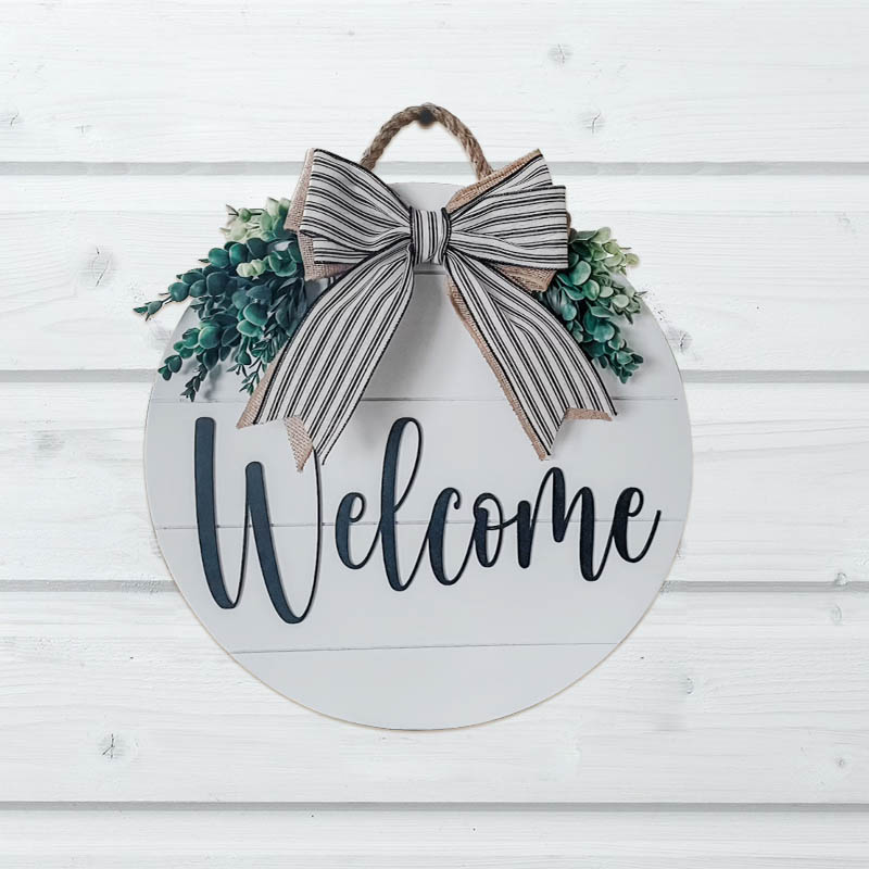 Welcome Sign for Front Porch Circle Wood Welcome Sign