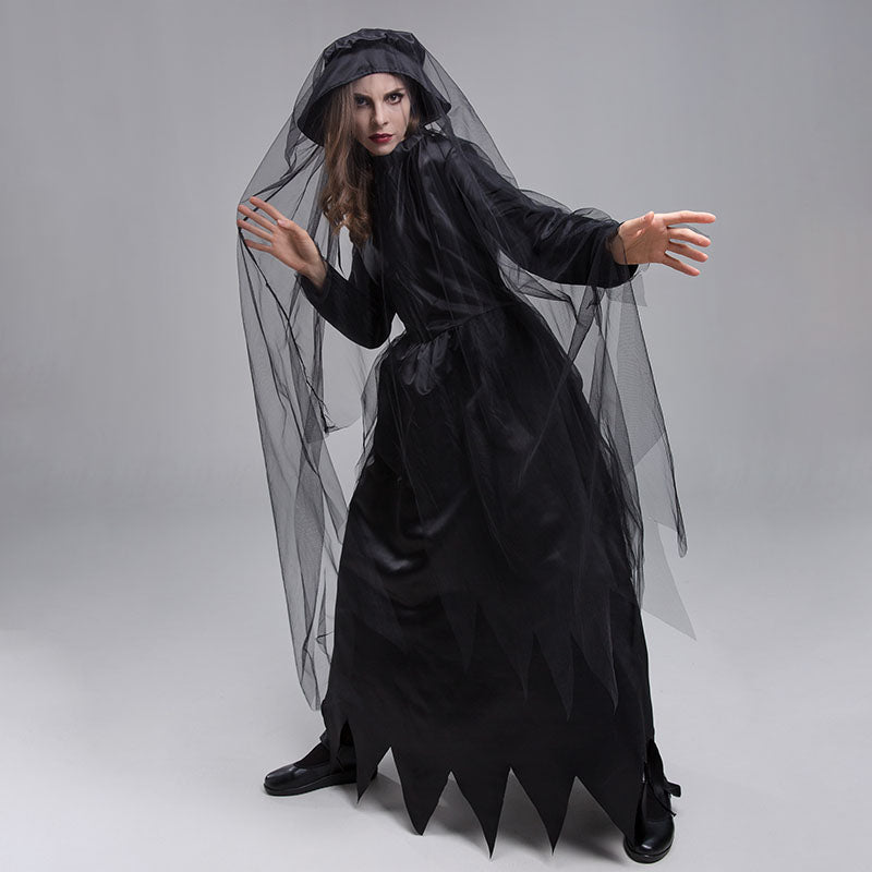 Witch Cloak Dark Ghost Bride Carnival Party Costume