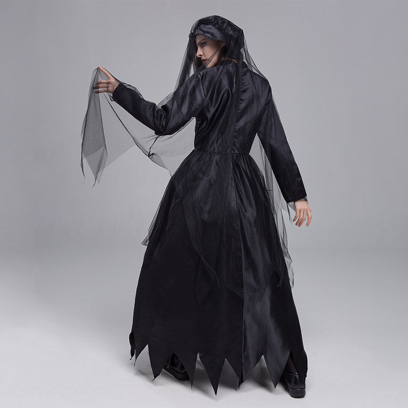 Witch Cloak Dark Ghost Bride Carnival Party Costume