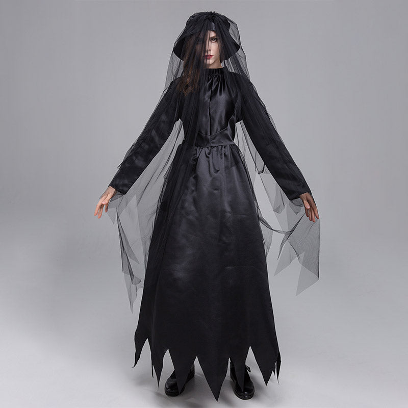 Witch Cloak Dark Ghost Bride Carnival Party Costume