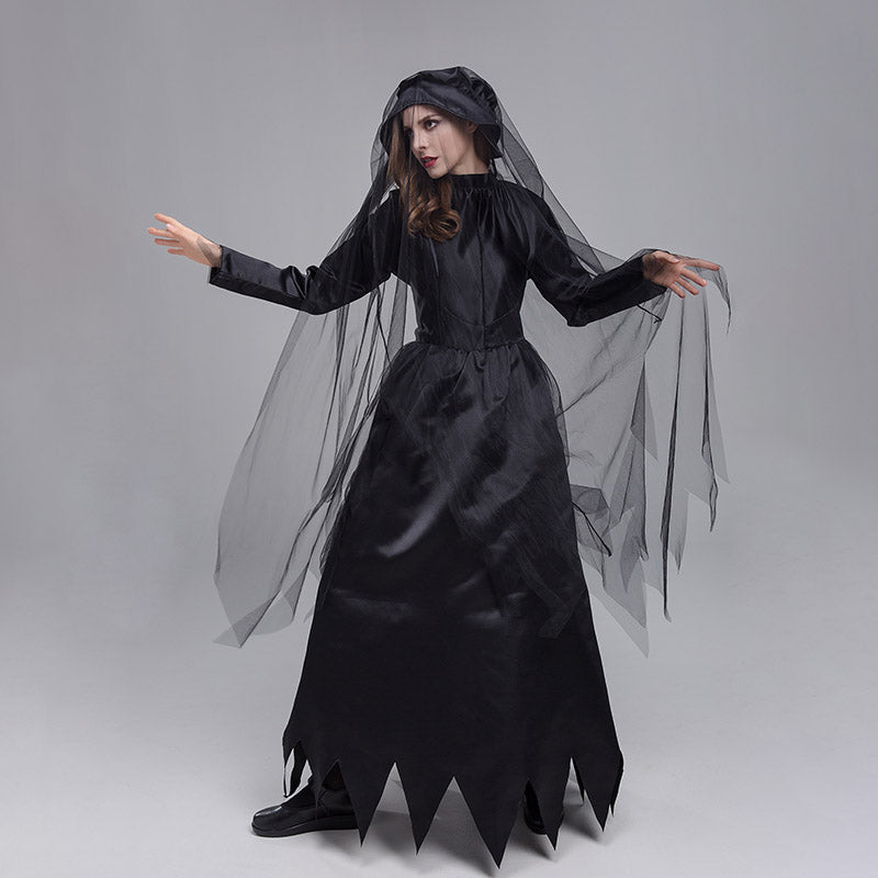 Witch Cloak Dark Ghost Bride Carnival Party Costume