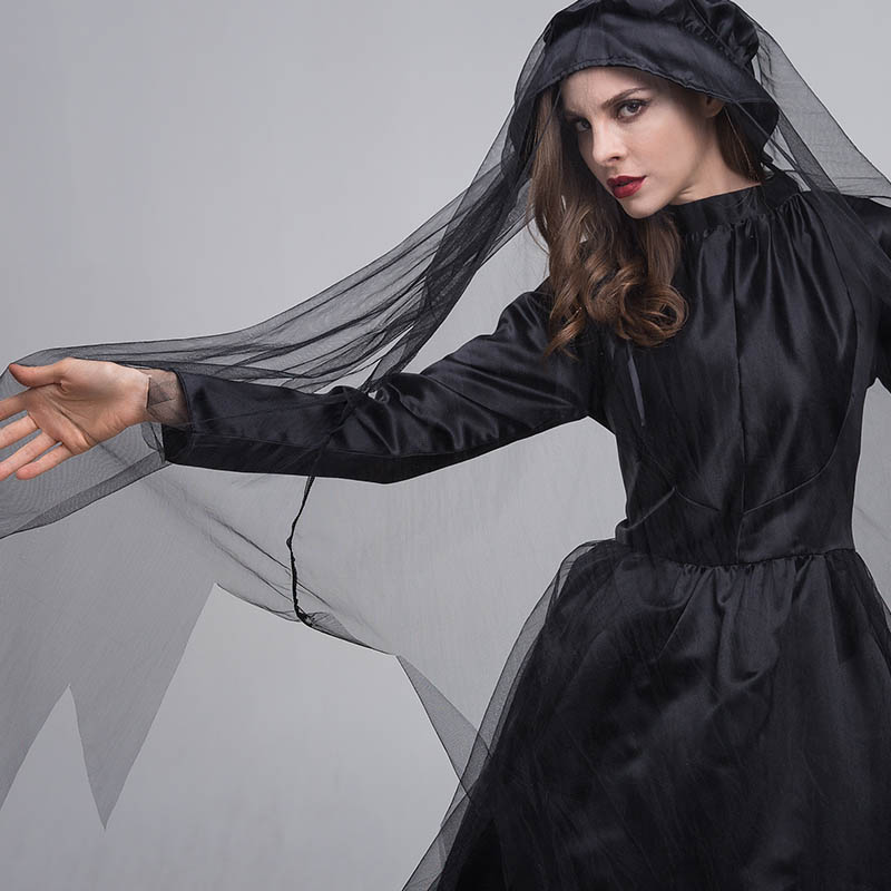 Witch Cloak Dark Ghost Bride Carnival Party Costume