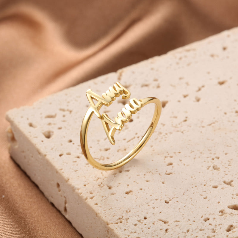 Double Name Ring Custom Engagement Rings Engraved Rings for Women