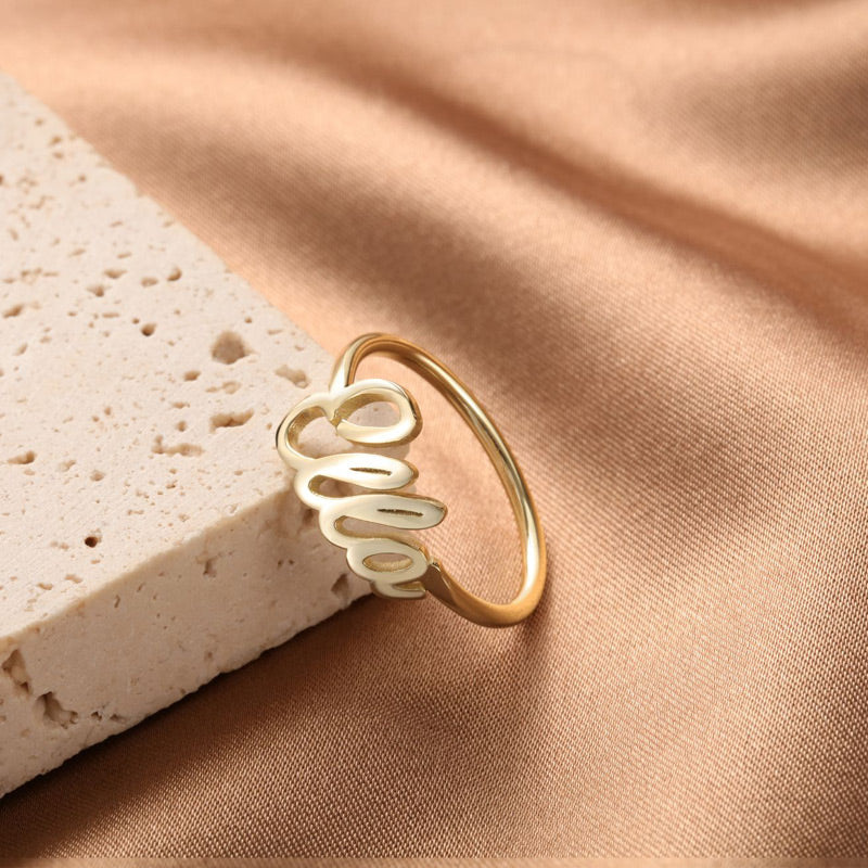 Ella Custom Name Ring Custom Gold Ring Engraved Rings for Women