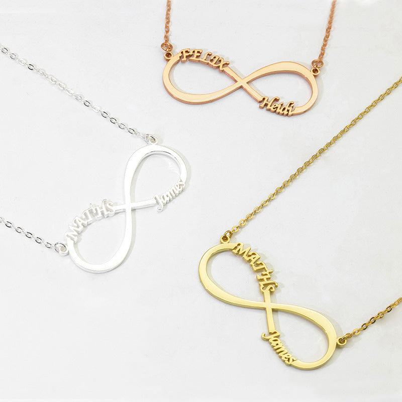 Infinity Necklace with 2 Names Personalized 2 Name Necklace