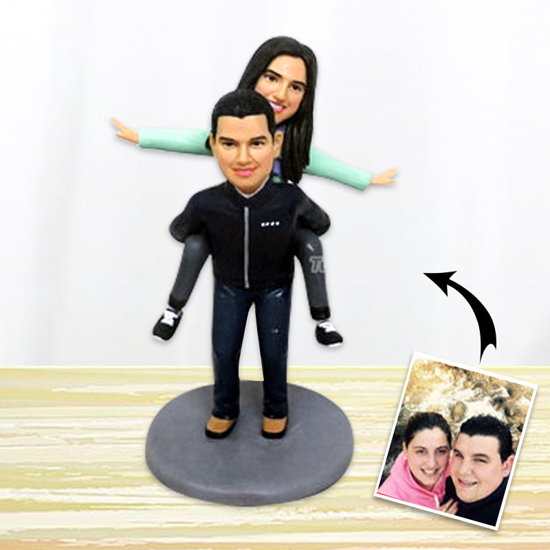 Custom Couple Polymer Clay Figurines Personalized Bobblehead Clay Human Statuette