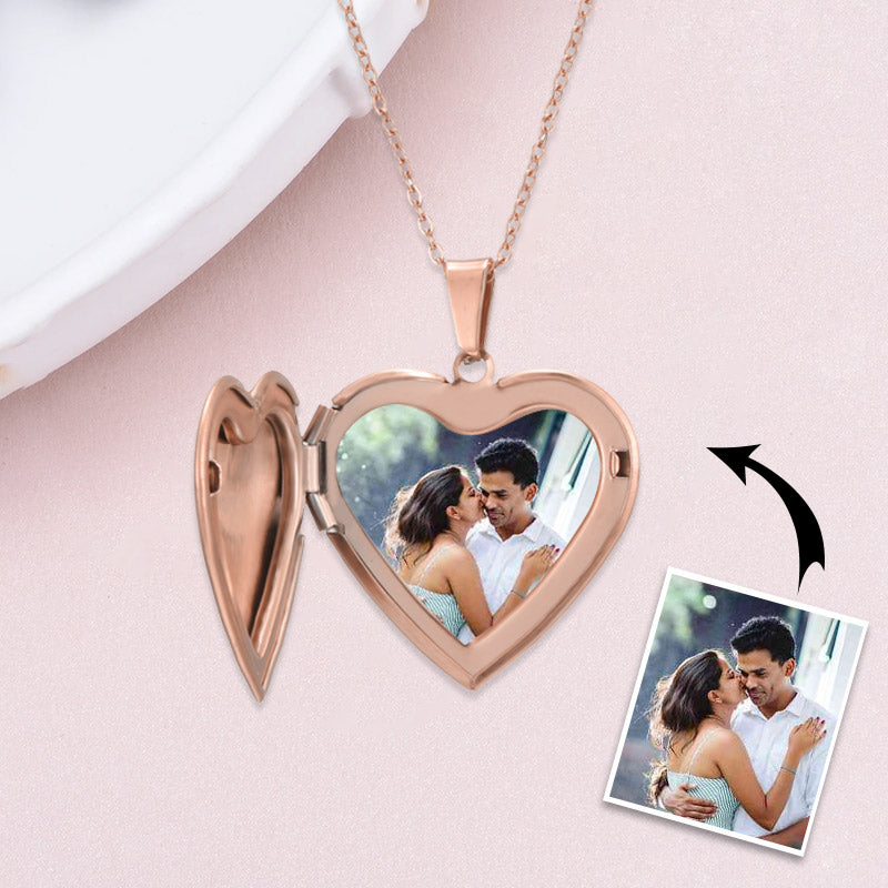 Custom Heart-shaped Photo Locket Pendant Personalized Jewelry Photo Charm Necklace