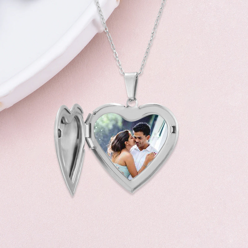 Heart Shape Locket with photo Custom Photo Necklace