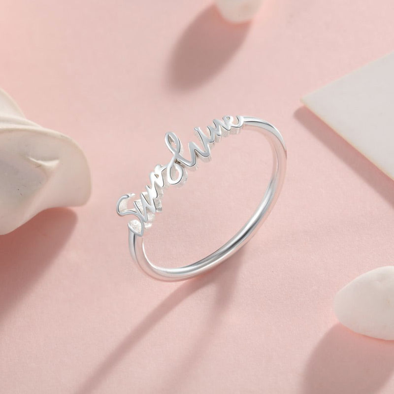Personalized Name Ring Sweet Love Ring Cursive Name Ring