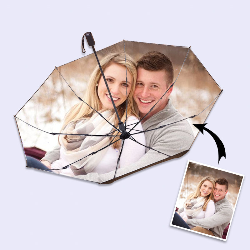 Custom Photo Umbrella 3 Folding Automatic Open & Close UV Umbrella Interior/Outside Printing